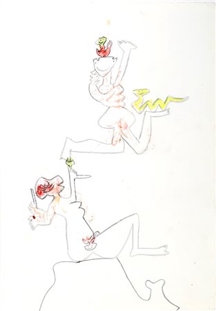 Sebastian Matta, Senza titolo, Matita e pastelli su carta cm 33,5x23,5...