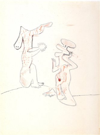 Sebastian Matta, Senza titolo, Matita e pastelli su carta cm 32,7x24,5...