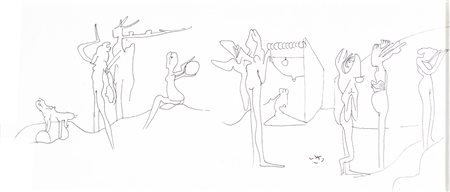 Sebastian Matta, Senza titolo, Pennarello su carta cm 35x82 Firma sul fronte...