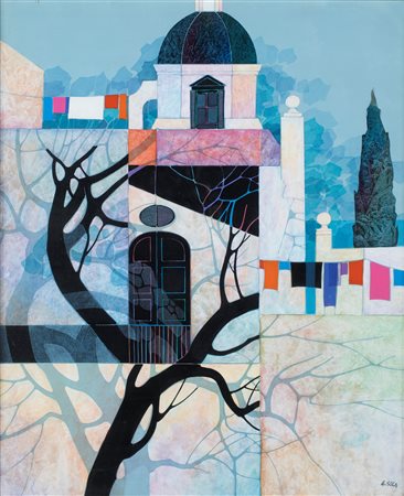 Giancarlo Isola, Paesaggio, Acrilici su tela cm 60x50 Firma sul fronte. Al...