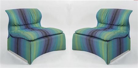 GIOVANNI OFFREDI Coppia di poltrone in tessuto Missoni modello Vela Bassa....