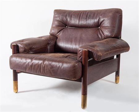 CARLO DE CARLI Poltrona Sella con struttura in palissandro brasiliano,...