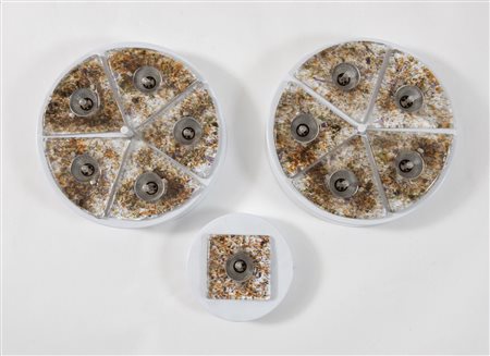 LA MURRINA Tre lampade da soffitto o muro in vetro soffiato con struttura in...