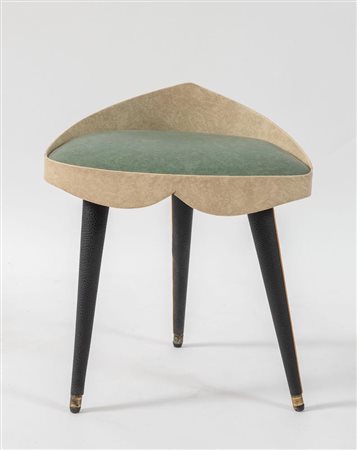 UMBERTO MASCAGNI, attr. Sgabello in legno rivestito in pelle. Prod. Umberto...