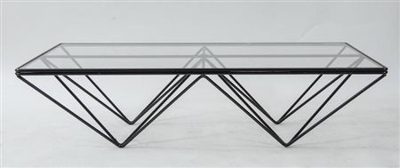 PAOLO PIVA Tavolo in metallo con piano in vetro modello Alanda. Prod. B&B,...