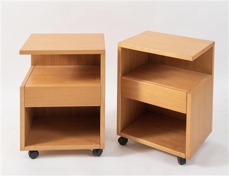 GIOVANNI MICHELUCCI Coppia di comodini con cassetto serie Serena, in legno....