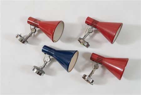 STILNOVO Quattro applique da muro mod. 2085 in metallo cromato e laccato....