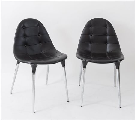 PHILIPPE STARCK Coppia di poltroncine in acciaio cromato, nylon lucido e...