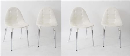PHILLIPE STARCK Quattro poltroncine in acciaio cromato, nylon lucido e...