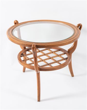 PAOLO BUFFA, attr. Tavolino da caffè in legno con piano in vetro. Prod....