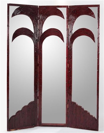 VIVAI DEL SUD, attr. Paravento in bamboo e canna d’india con specchi. Prod....