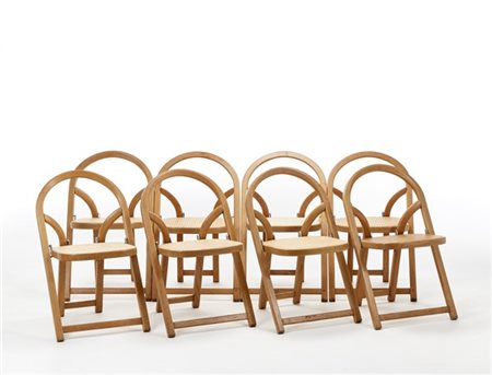 Gigi Sabadin Lotto di otto sedie pieghevoli modello "Arca". Produzione Crassevig