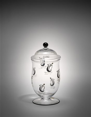 Guido Balsamo Stella Vaso con coperchio. Esecuzione SALIR, Murano, disegno del 1