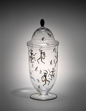 Guido Balsamo Stella Vaso con coperchio. Esecuzione SALIR, Murano, disegno del 1