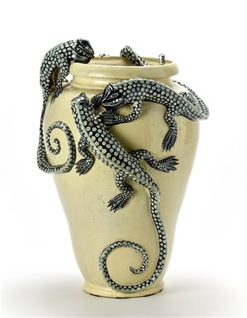 Francesco Molaroni Grande vaso detto "delle lucertole" decorato con quattro gran