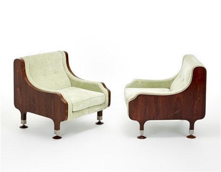 Marco Zanuso (Attribuito)
Coppia di poltrone variante del modello "Milord" dotat