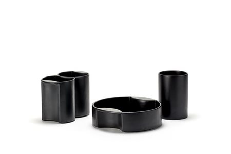 Ambrogio Pozzi Lotto di quattro ceramiche modello "Quasitondo". Manifattura Cera