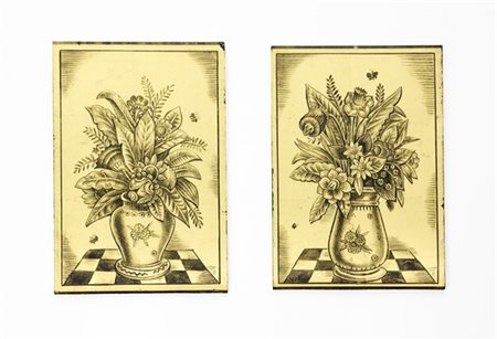 Lisa Licitra Ponti (Attribuito)
Due lastre in vetro decorate con applicazione di