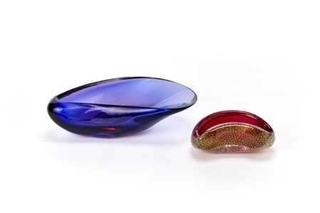 Seguso Vetri d'Arte (Attribuito)
Centrotavola in vetro sommerso incolore, blu e