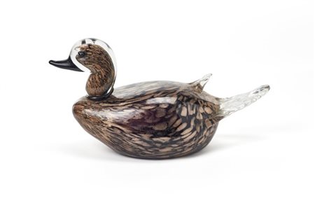 Manifattura di Murano "Papera"
Scultura. Anni '50/'60. Vetro sommerso ametista s