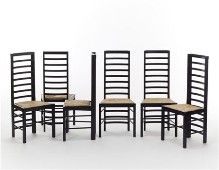 Charles Rennie Mackintosh Lotto di sei sedie modello "326 Willow 2". Produzione