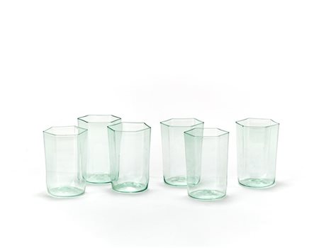 MVM Cappellin Lotto composto da sei bicchieri esagonali. Murano, anni '20/'30. V