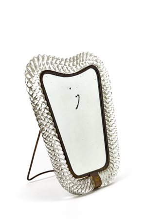 Barovier & Toso Specchio da tavolo. Murano, anni '40. Cornice in vetro trasparen