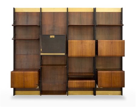 Frigerio Libreria a quattro campate, quattro stipi, cassetto, piano a giorno e v