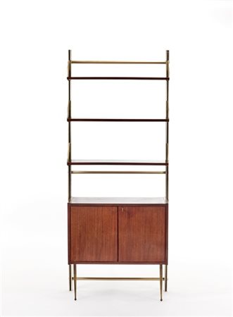 Feal Libreria con tre ripiani a giorno e stipo a doppia anta. Italia, 1960ca. Mo