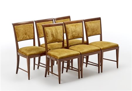 Paolo Buffa Lotto di sei sedie con traverso superiore dello schienale sagomato a