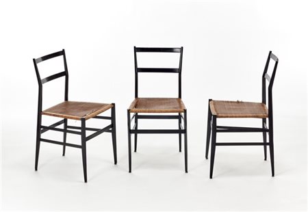 Gio Ponti Lotto di tre sedie modello "Superleggera". Produzione Cassina, Meda, 1