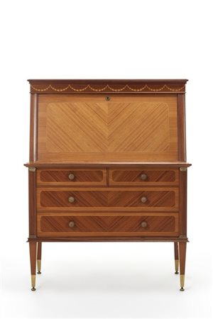 La Permanente Mobili Secretaire di gusto neoclassico con sei cassetti, ribalta e