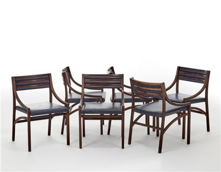 Ico Parisi Sei poltroncine modello "110". Produzione Cassina, Meda, 1961. Strutt