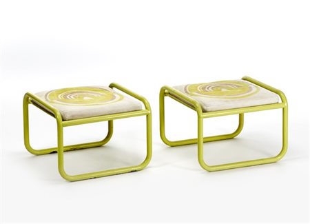 Gae Aulenti Coppia di pouf della serie "Locus Solus". Produzione Poltronova, Fir