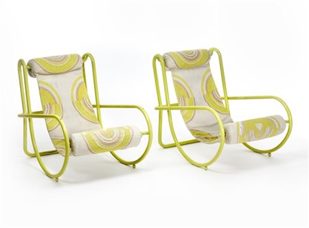 Gae Aulenti Coppia di poltrone della serie "Locus Solus". Produzione Poltronova,