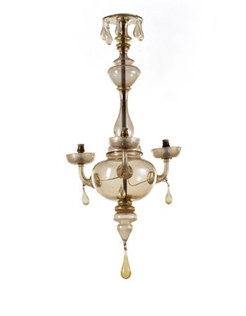 MVM Cappellin / Venini * Lampada a sospensione a tre luci. Murano, anni '20. Vet