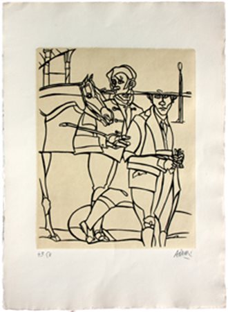 ADAMI Valerio (Bologna 1935) Cavalcata del mattino litografia, cm. 75 x 55...