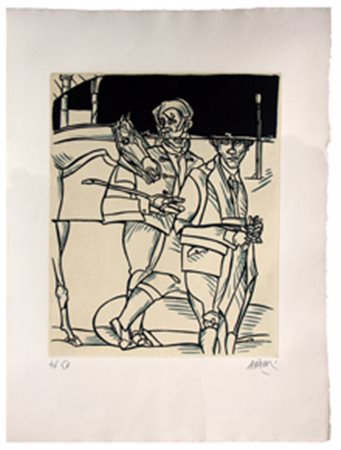 ADAMI Valerio (Bologna 1935) Cavalcata della sera litografia, cm. 75 x 55...