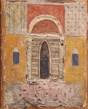 MOSTI Piero (Massa 1941) Muro, finestra, composizione affresco su tavola, cm....