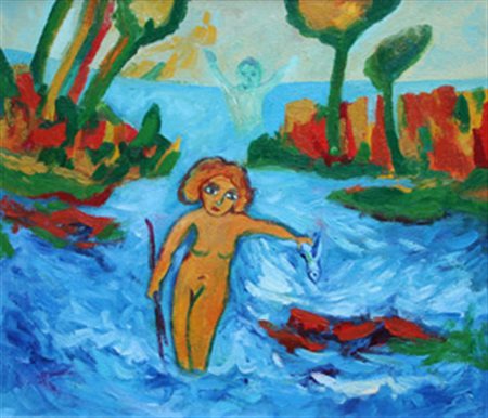 GERMANA' Mimmo (Catania 1944 - Busto Arsizio 1992) Isola d'incanto, 1986 olio...