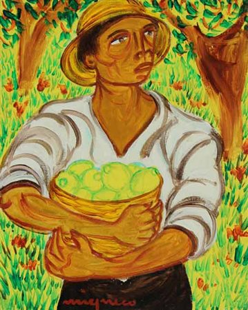 MIGNECO Giuseppe (Messina 1908 - Milano 1997) Contadino con limoni, anni 80...