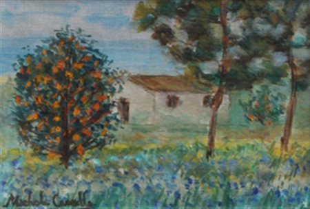 CASCELLA Michele (Ortona (Ch) 1892 - Milano 1989) Casolare con albero...