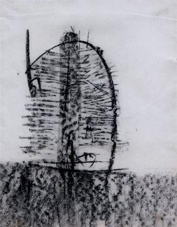 SCANAVINO Emilio (Genova 1922 - Milano 1986) Senza titolo, 1956 carboncino su...