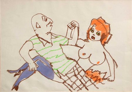 MACCARI Mino (Siena 1898 - Roma 1989) Senza titolo, anni 80 tecnica mista su...