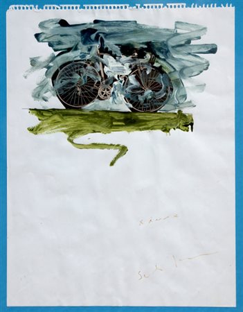 SCHIFANO Mario (Homs 1934 - Roma 1998) Senza titolo, 1980 smalto e collage su...