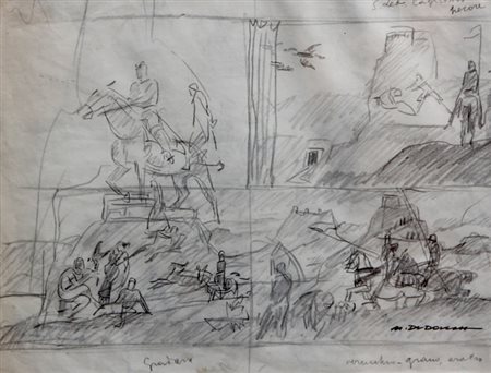 DUDOVICH Marcello (Trieste 1878 - Milano 1962) Studio per affresco (S. Leo,...