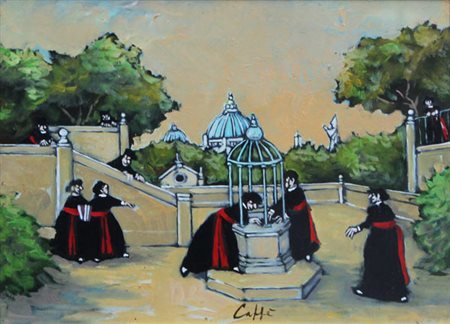 CAFFE' Nino (Alfedena 1909 - Pesaro 1975) Davanti al bagno, 1969 olio su...