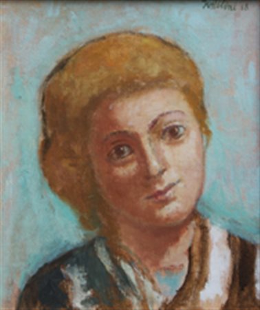 GENTILINI Franco (Faenza 1909 - Roma 1981) Fanciulla, 1948 olio su tela, cm....
