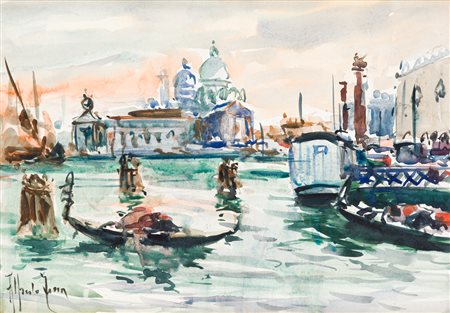 ALFREDO ZECCA (1917-1998) - Venezia. Bacino di S. Marco a sera