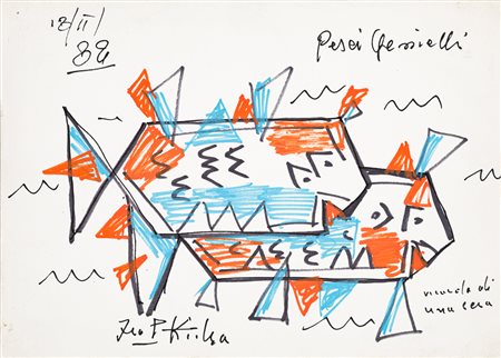 IBRAHIM KODRA (1918-2006) - Pesci gemelli, 1988